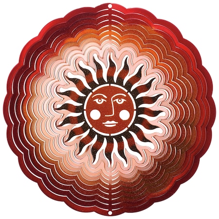 Small Sun Face  Antique Red/Copper Wind Spinner
